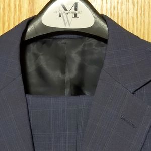 CK Navy Plaid Suit 40S extreme slim fit